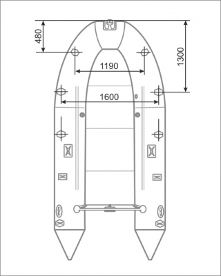 Тент №4 ходовой (носовой) на лодку SL/HL/DL 370-400 серый